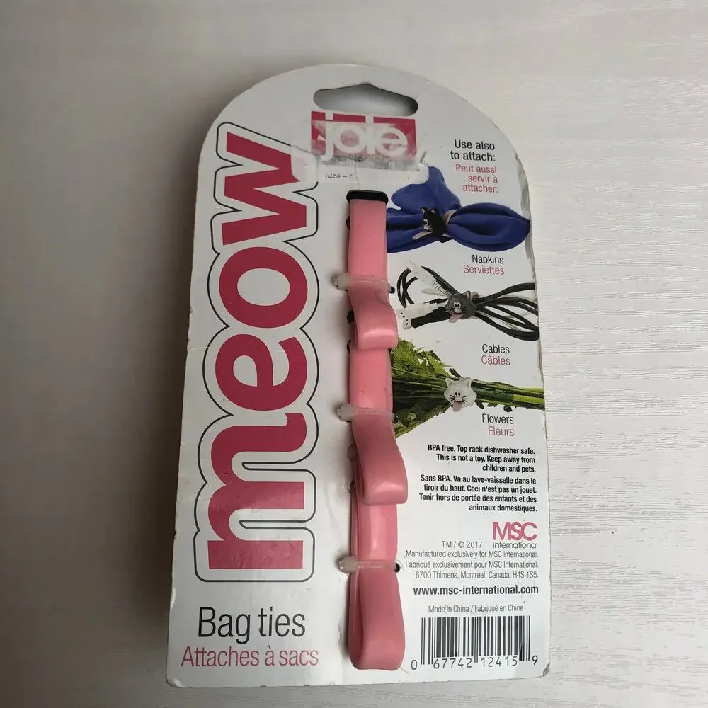 Joie Inc Meow Silicone Kitty Cat Kitten Bag Cable Ties for Organization